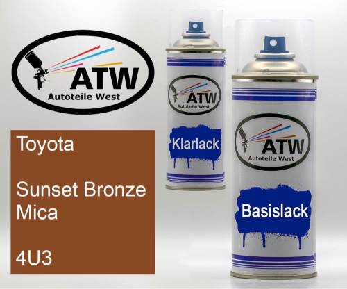 Toyota, Sunset Bronze Mica, 4U3: 400ml Sprühdose + 400ml Klarlack - Set, von ATW Autoteile West.
